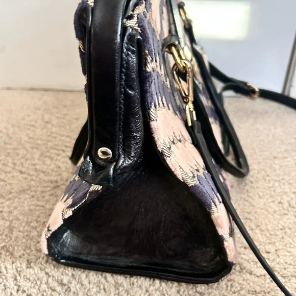 Glenda Gies chenille tapestry satchel purse